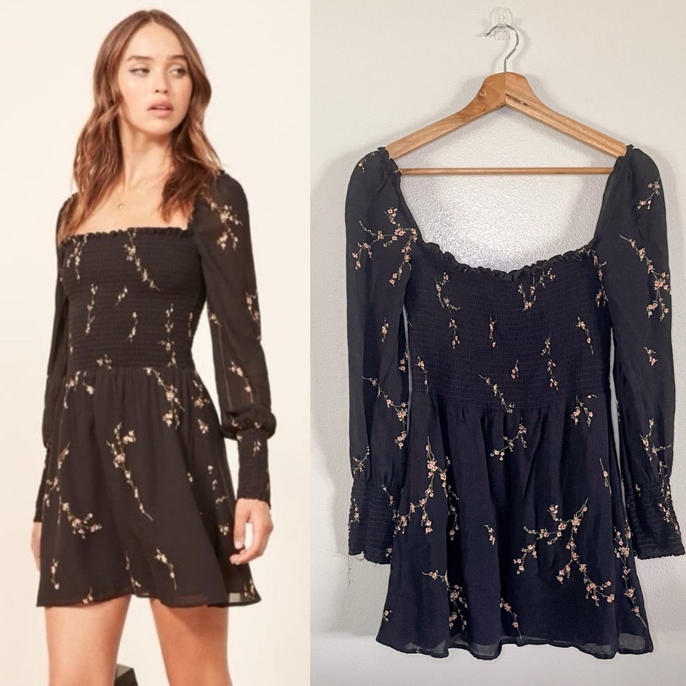 Reformation‎ | Kelli Dress in Black with Pink floral, size small